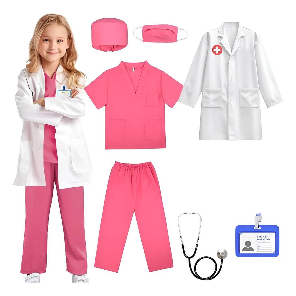 Children Doctor Role Play Set White Coat Nurse Costume Dress Up Pretend Play Toy
