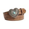 Heartshaped Metal Clip Designer Belt With Perforated Pattern For Casual Wear