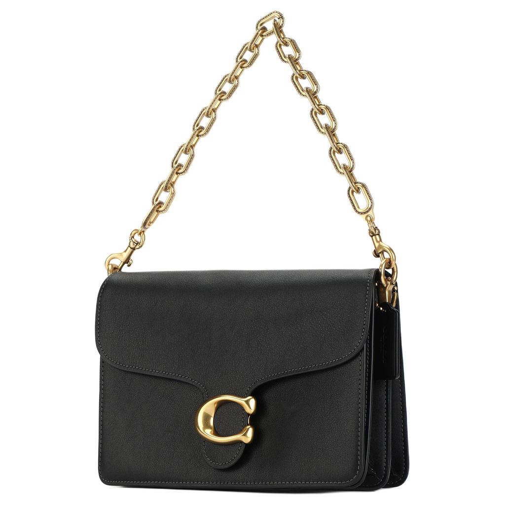 Coach Tabby 26 Gold Metal Logo Leather Shoulder Bag Medium Women shoulder bag Black CAF52-B4BK