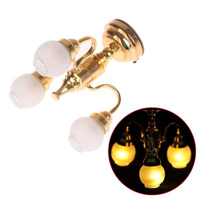 1:12 Domeček pro panenky Mini 3ramenná stropní lampa Lustr Led lampa Nástěnné světlo Home Decor