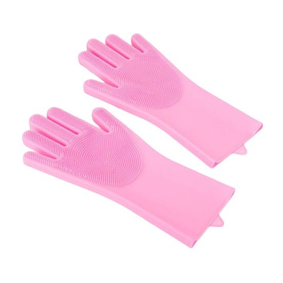 Pet Grooming Gloves Heat Resistant Silicone Dog Washing Gloves with High-Density Teeth Five Finger Design Cat Hair Remover for Massaging Bathing