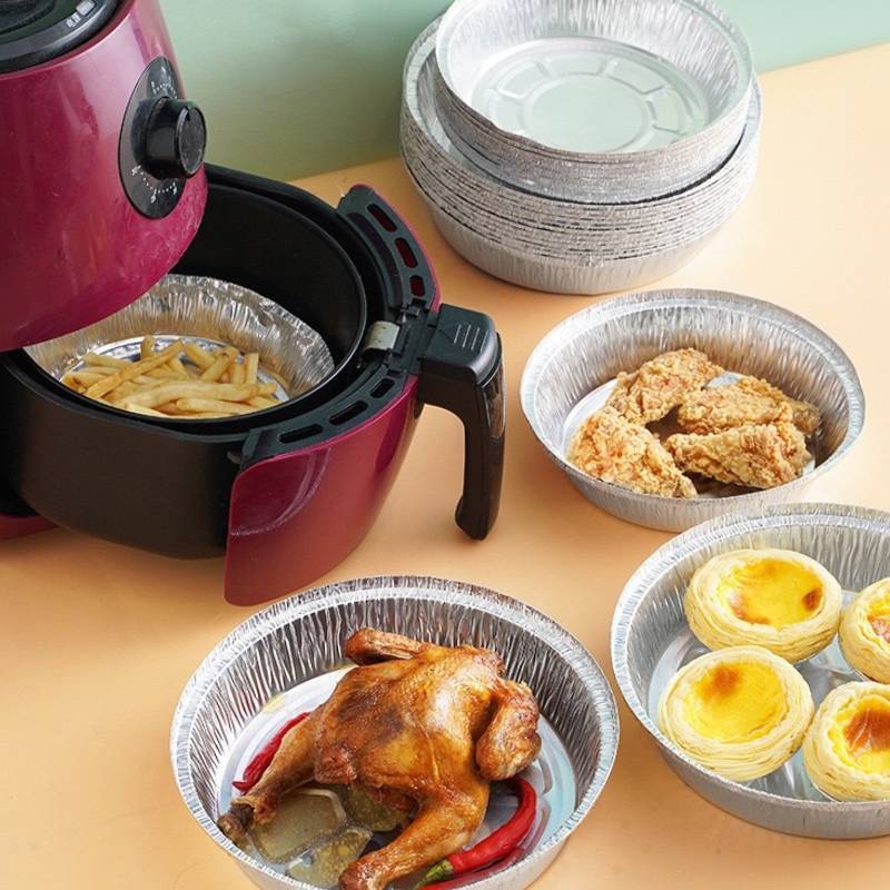 Aluminum Foil Baking Tray Set For Air Fryers With Hightemperature Resistance Ideal For Grilling And Roasting