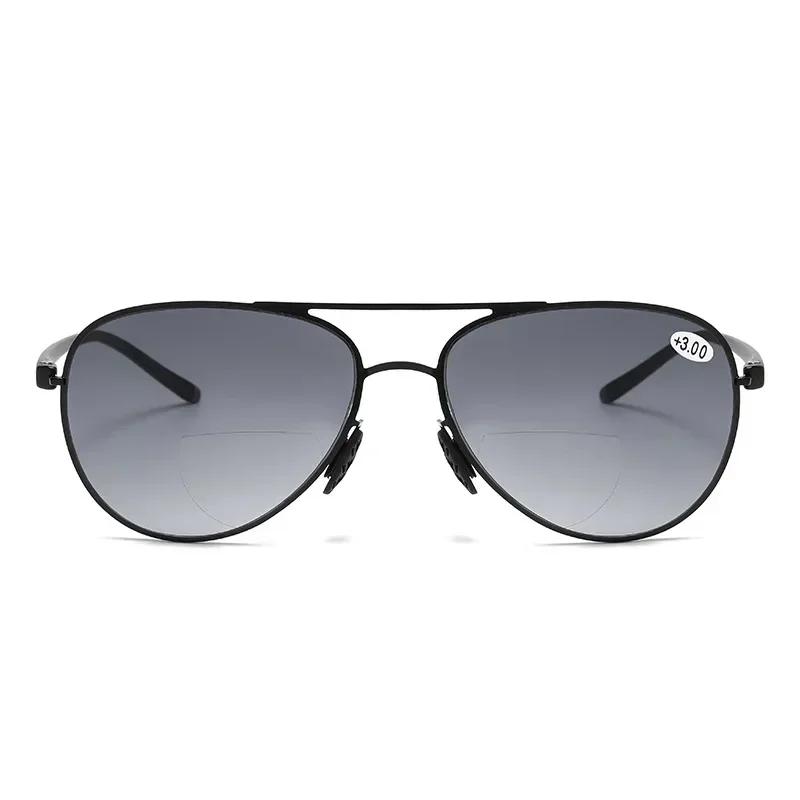 New Bifocal Presbyopia Reading Glasses Retro Round Frame Fashionable Large Sunglasses for Distance and Near Vision