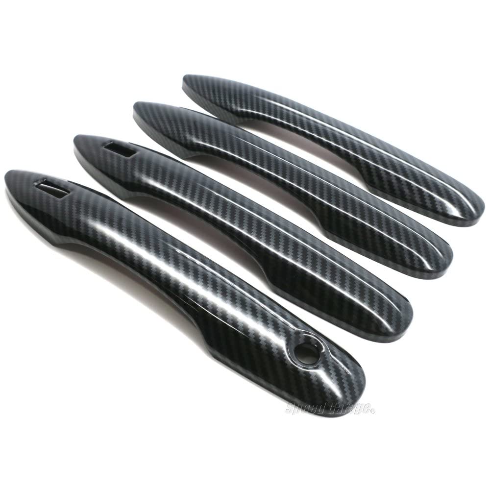 Speed Garage Toyota Corolla Sedan Sport Touring 210 Series Door Knob Handle Covers with Carbon Garnish for Toyota Corolla Custom Parts Fiber-Look