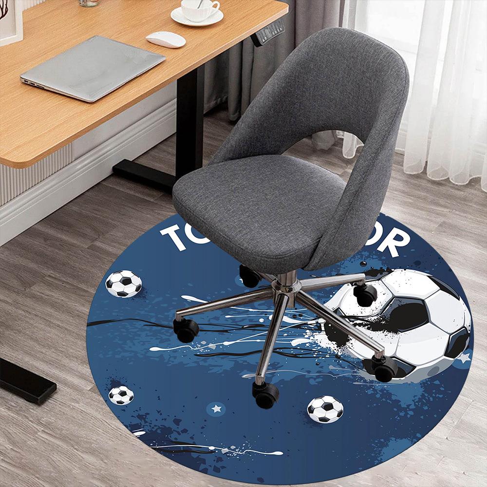 1pc Goal Scorer Round Chair Mat Area Rug - Non-Slip, Floor Mat for Office, Bedroom, and Indoor Decor C1118070