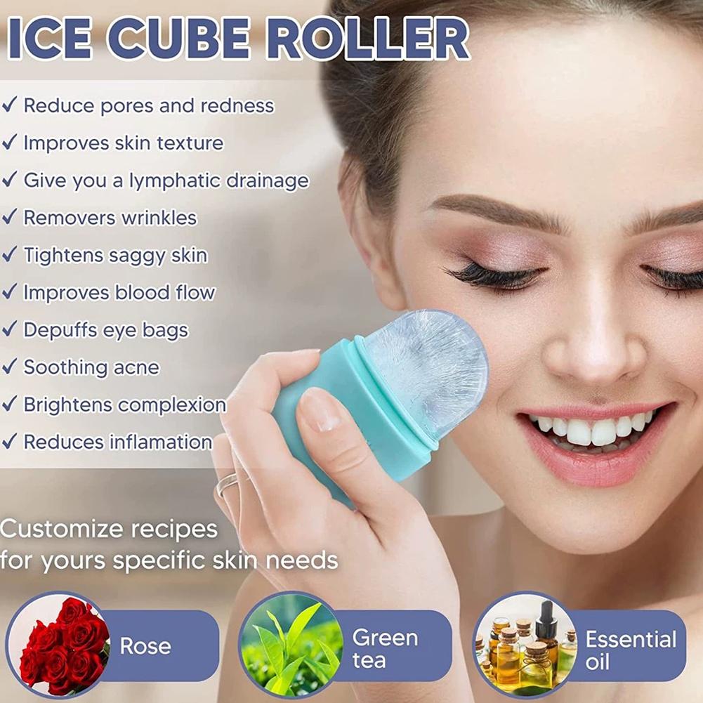 Silicone Rose Ice Roller Facial Massage Skin Care Lifting Contouring Tool Trays Ice Balls De-Puff Eye Bags for all skin types