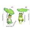 Grüner Schirm haltende Froschstatue Niedliche Garten Tierstatue Indoor Desktop Dekorativ