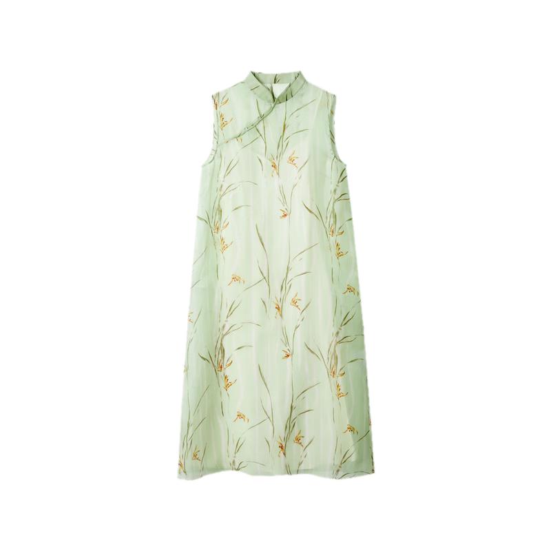 LANGZI New Chinese Style Stand Collar Cheongsam Dress