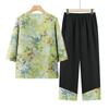 Women's Chinese Style Mid-Sleeve Summer Shirt Set
