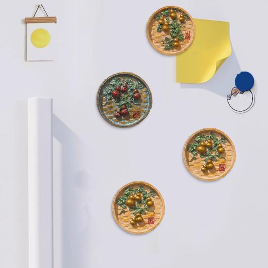 Five Gourds Refrigerator Magnet Bring Good Luck Wealth 3D Gourd Vine Round Refrigerator Magnet Home Office Kitchen Decoration