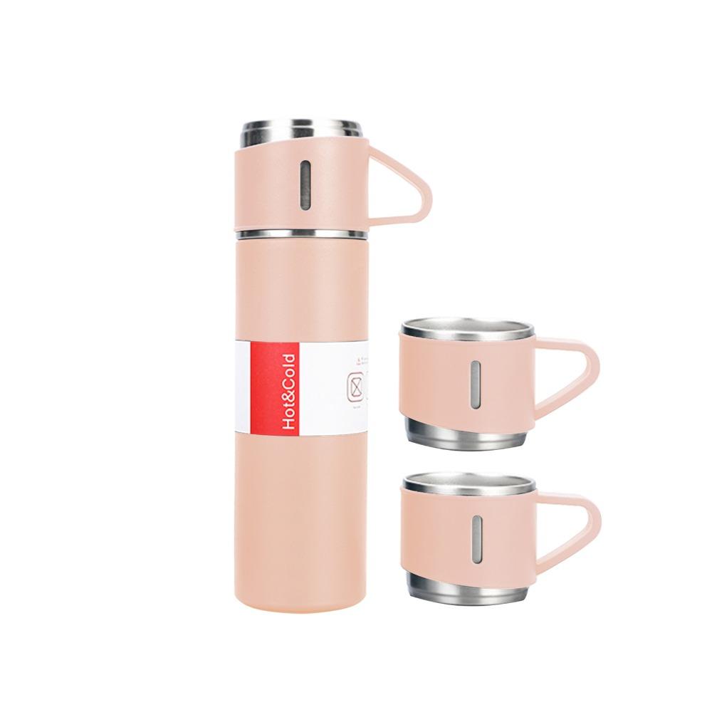 2 Extra Cups Insulated Bottle 500ml Sport Flask Portable Coffee Tumbler For Hot&Cold Drink