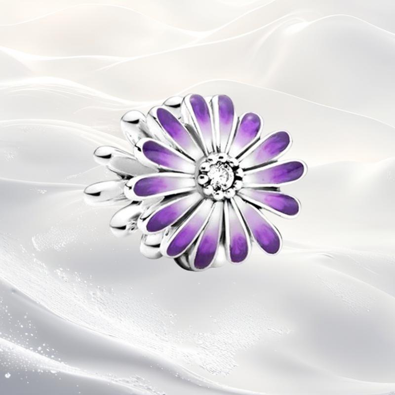 Cherry Blossom Flower Clip Charm Beads Dangle Fit Original Snake Silver Bracelet Necklace Bead For Diy Jewelry Women Gift