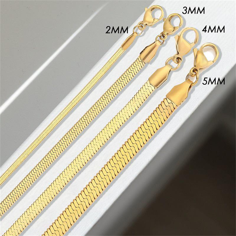 eManco Women's Stainless Steel Snake Chain Bracelet - Thin, Versatile, Flat Style, Perfect for Couples