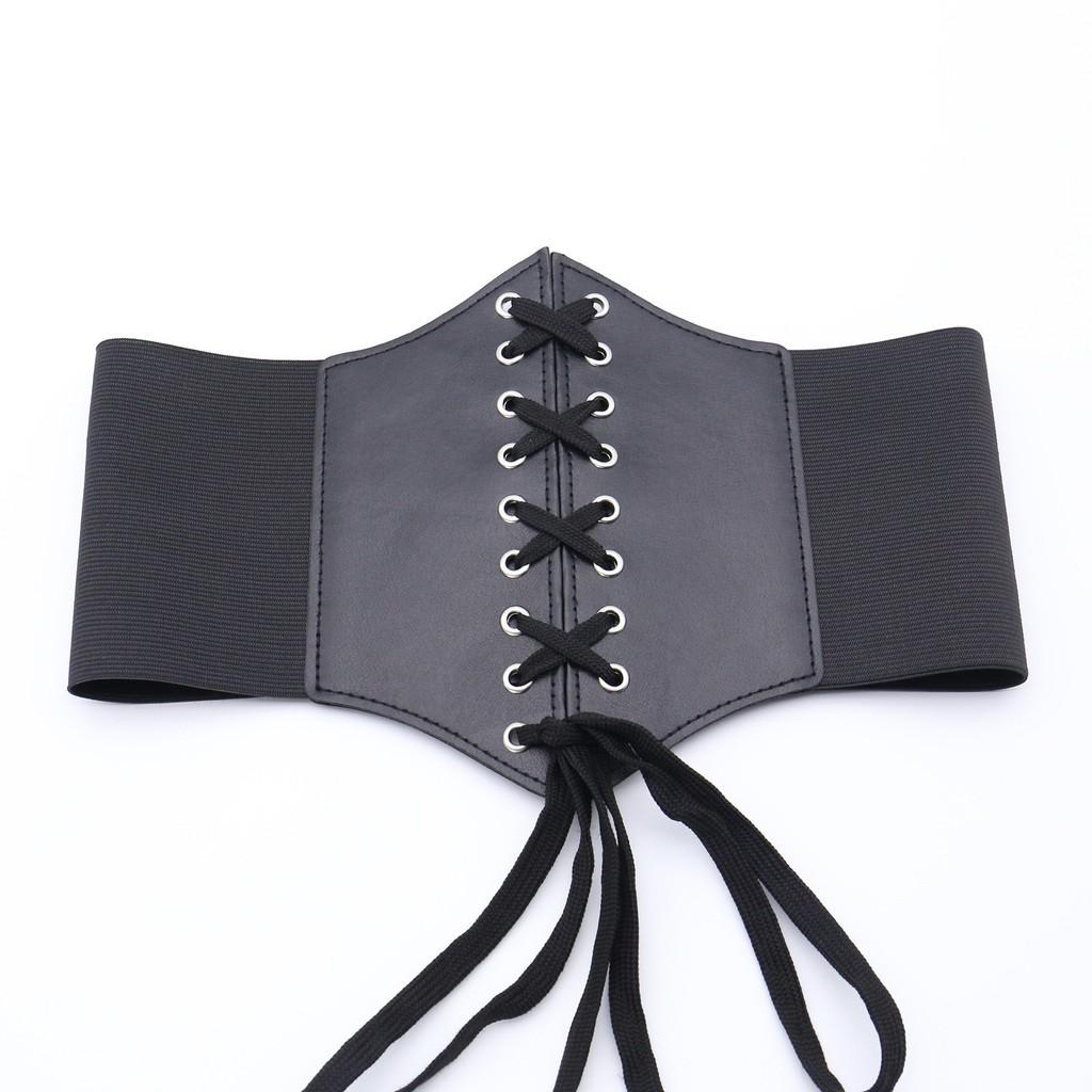 Elastic Solid Color Waistband Wide Belt Tie On Design Decoration Gift Fashion