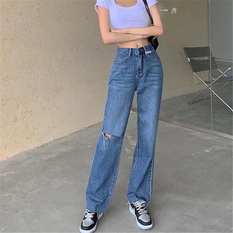 Buy Woman Jeans Ripped High Waist 