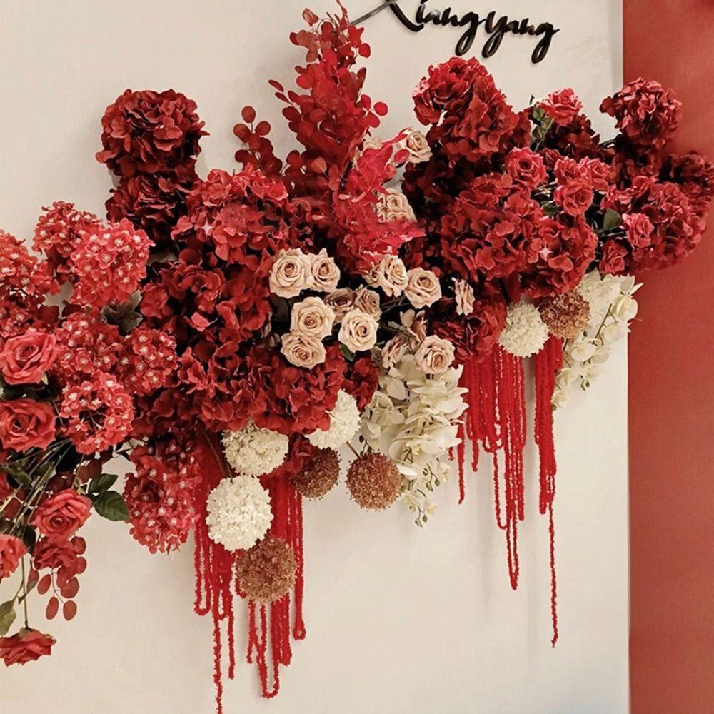 Coarse Wool Simulation Flower Multicolor Rhine Design Hanging Rice Flower Fox Tail Shape Yarn Material Artificial Hanging Plant