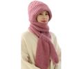 New snow hat, scarf, integrated thickened autumn and winter hat, wool woven women's thermal hat, cold-proof and plush wool hat