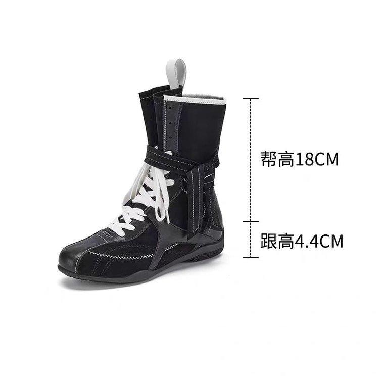 Retro średnie buty bokserskie damskie jesień 2025 nowe brytyjski styl buty typu Martin Meimerad platforma krótkie botki