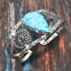 Larimar-Edelstein, handgefertigter Armreif/Manschette aus 925er Sterlingsilber, verstellbarer Schmuck für Frauen