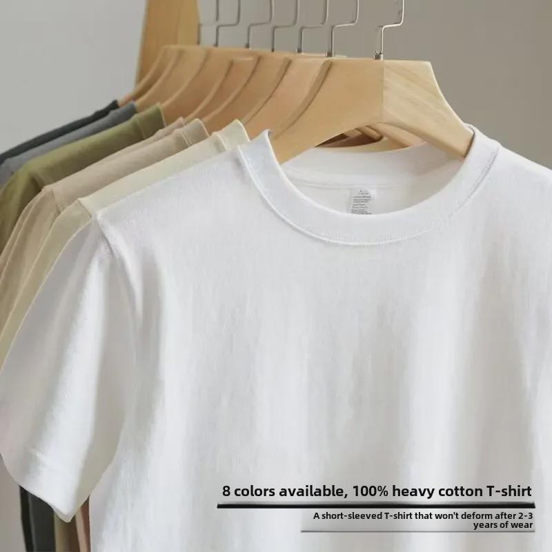 Unisex Solid Color Heavy Cotton Short-Sleeve T-Shirt - 2024 Summer Collection