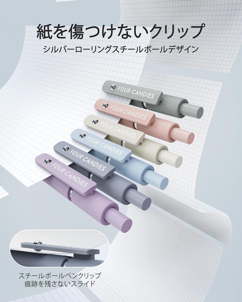 Four Candies Gel Ballpoint Cute Easy To Stylish Gift for Girls and Junior High School Students Pens, 6-Piece Set, 0.5mm, Stationery, Write,