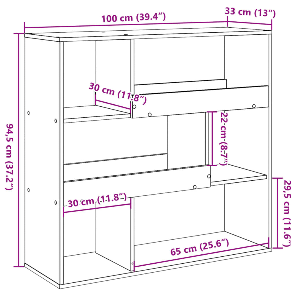 Room Divider Artisan Oak 100 X 33 X 94.5 Cm Wood Based Material