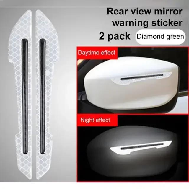2PCS Car Reflective Sticker Car-styling Rearview Mirror Sticker Safety Warning Reflective Sticker Car Strip Stickers Exterior