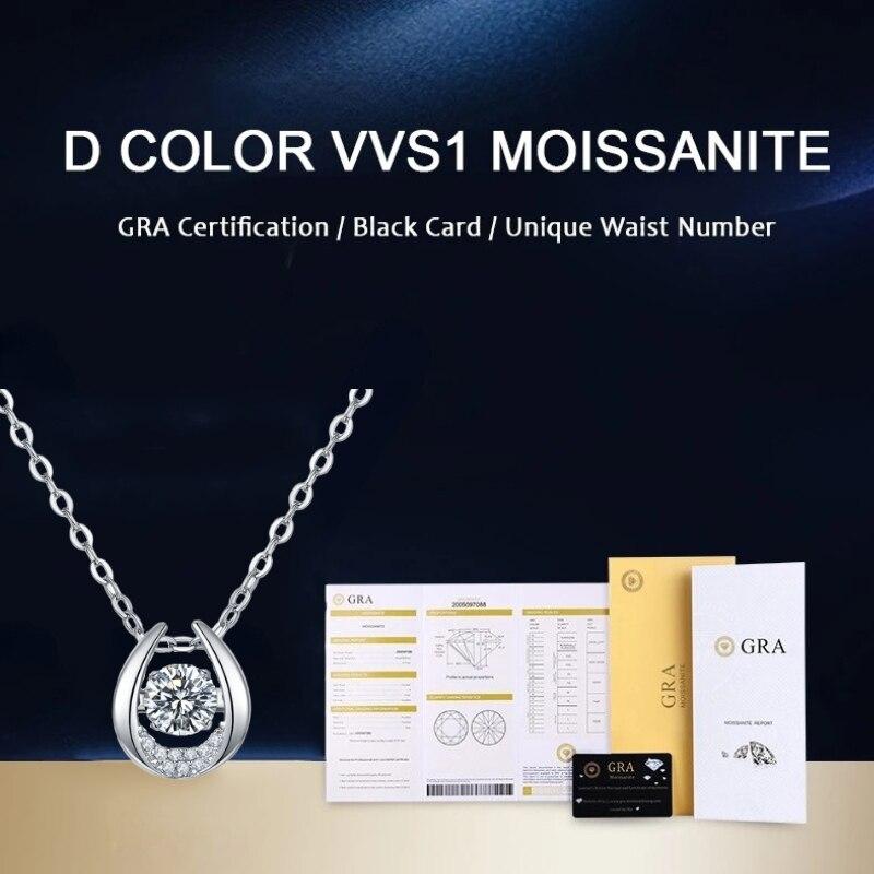 Color 0.5 Carat Moissanite Geometric Pendant 925 Sterling Silver O-chain Necklace Fine Classic Luxury Jewelry For Women