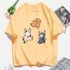 Three Cats Climbing Upwards And Escaping Print T-Shirt Women Soft Y2K T Shirts Cotton Casual Woman Clothes Crewneck Oversize Top