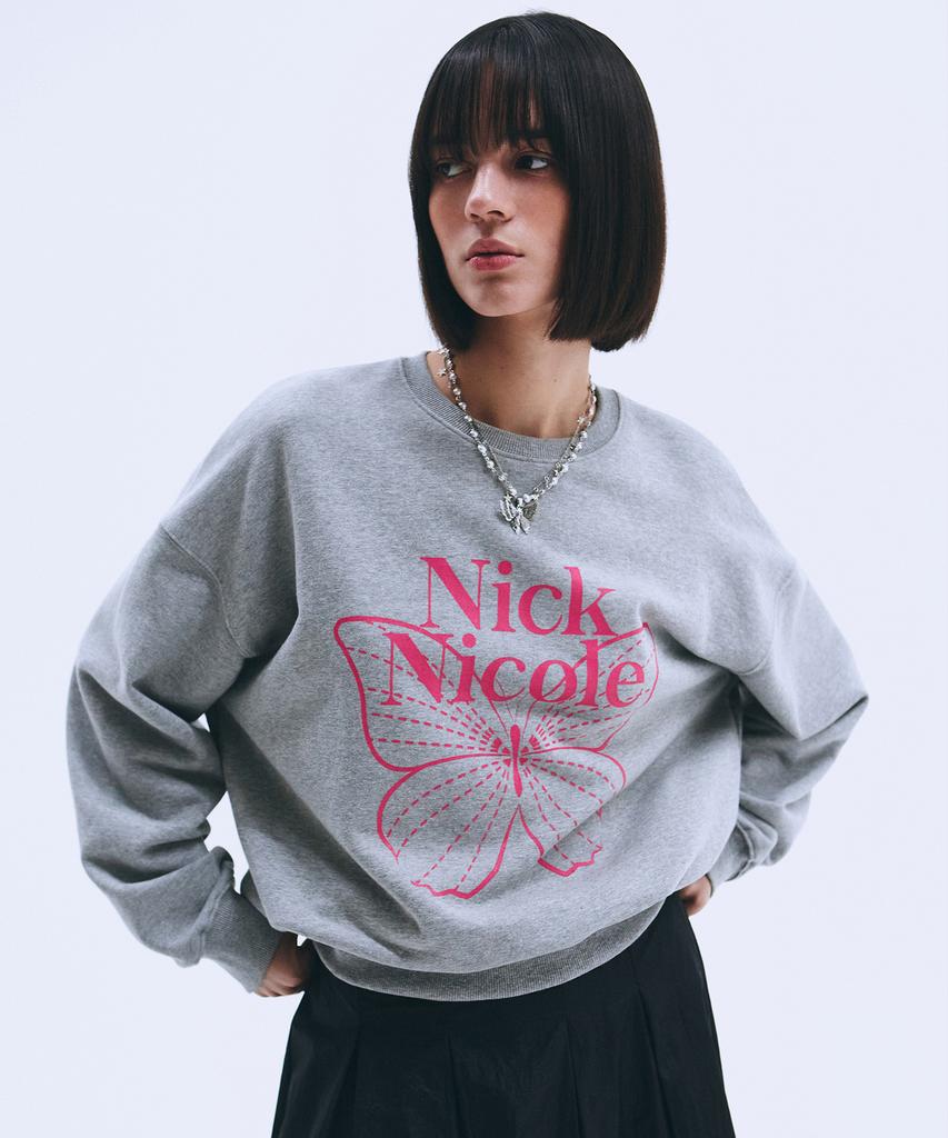 Nigaennikol Butterfly Signature Sweatshirt_Gray Pink