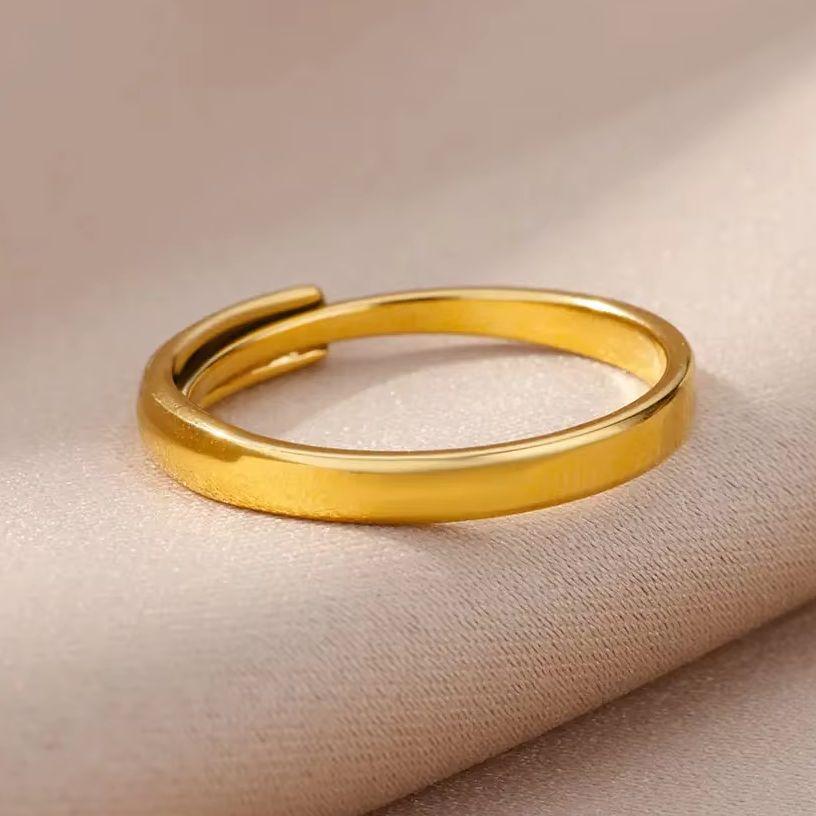Minimalist Stainless Steel Rings For Women Gold Color Adjustable Finger Rings Fashion Wedding Waterproof Jewelry Gift