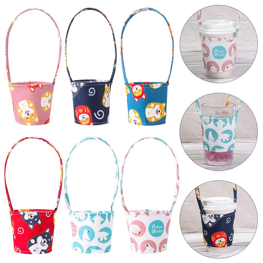 Travel Picnic Reusable Beverage Cups Holders Japanese Coffee Tea Mug Bag Canvas Portable Dog Series
