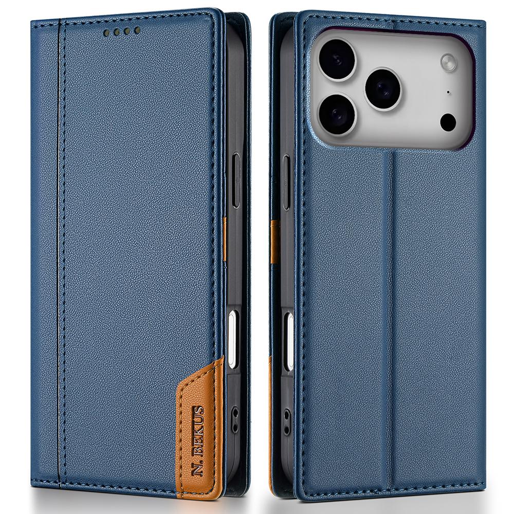 N.BEKUS P3 For iPhone 17 Pro Max Case RFID Blocking Wallet Stand PU Leather Flip Phone Cover