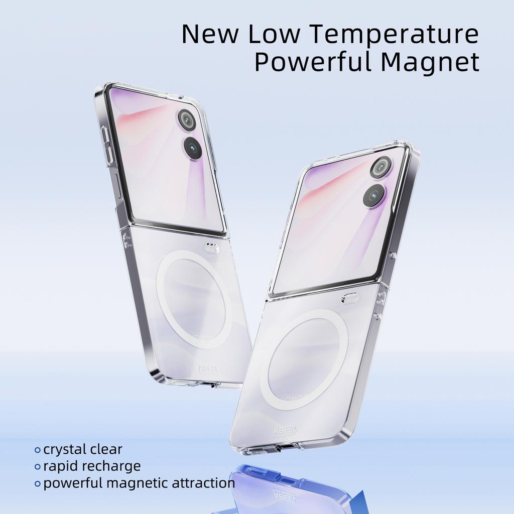 ABEEL For Honor Magic V Flip 2 Magnetic Case Clear PC Anti Scratch Phone Cover