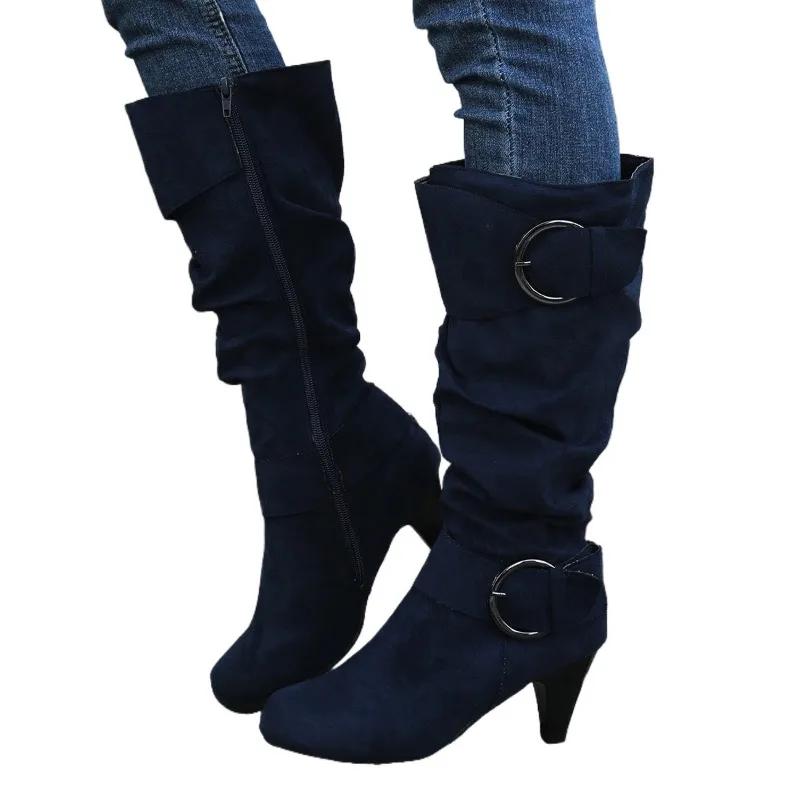 Thin Heels Mid-calf Modern Boots Pointed Toe Spring/autumn 2025 Hot Sale Shoes Female Solid Buckle Punk Zip Women's Boots