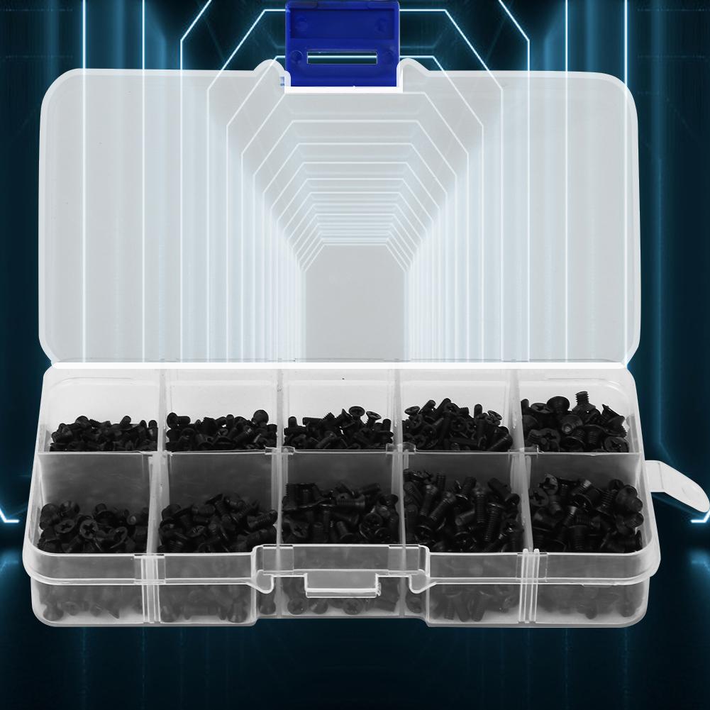 Flachkopf Maschinenschraube Kreuzschlitz Schwarz Kohlenstoffstahl Elektronikindustrie Befestigungselemente 1000 Stück