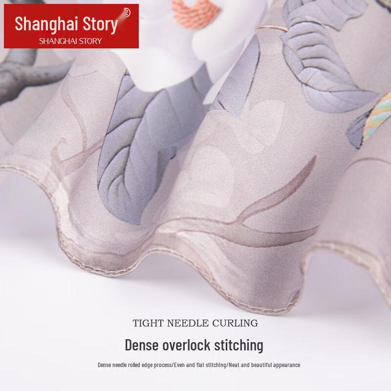 Shanghai Story Women's Floral Mulberry Silk Scarf