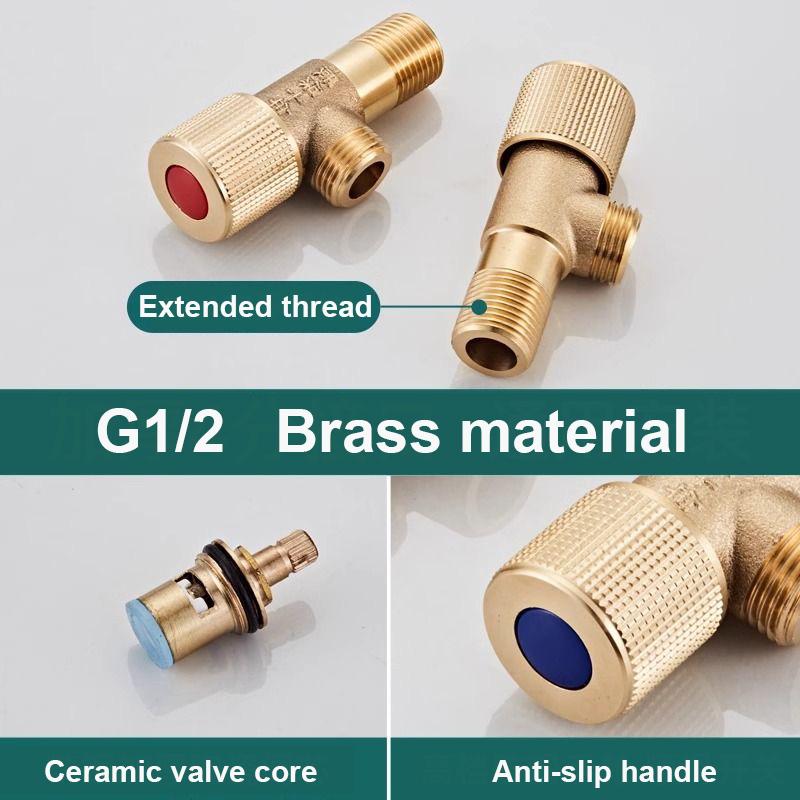 G12 Brass Triangle Valve Faucet Inlet Valve 4 Points Heater Water Stop Valve Bathroom Toilet Washing Machine Universal Switch