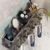 Metal Toothbrush Rack Multi-Function Toothbrush Holder Punch-Free Toothpaste Holder Wall-Mounted Bathroom Storage Box