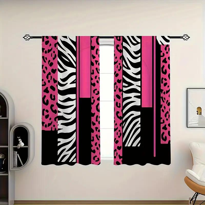 2PCS- Pink zebra and leopard print curtains, bedroom and living room, home decoration, room decoration