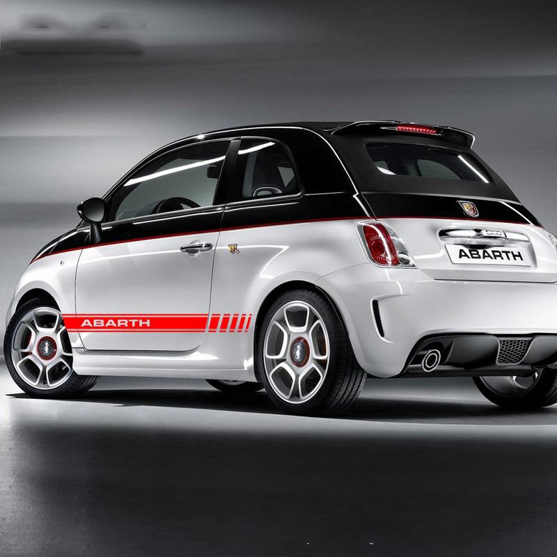 2pcs Car Door Side Stickers For FIAT Abarth 500 595 Long Sport Stripes Styling Vinyl Film Decor Decals Auto Tuning Accessories