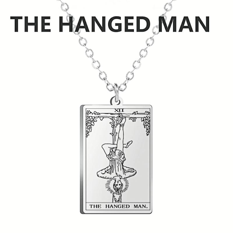 LIKGREAT Tarot Card Necklace Major Arcana Tarots Stainless Steel Necklaces Divination Jewelry Birthday Gift for Women Men