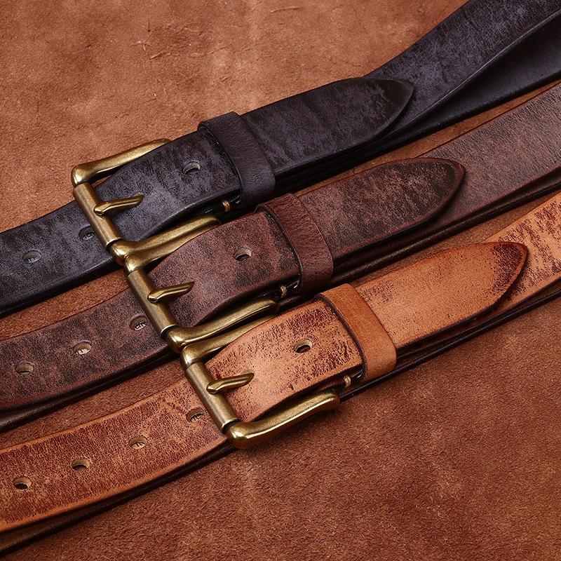 3.3Cm Wide Belt Men'S Retro Pure Cowhide Jeans Belt Men'S Fashion Leather Women'S Universal