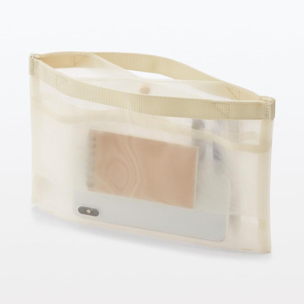 MUJI Nylon Mesh A5 25cm Wide x 18cm High x 3cm Deep 83767464 Bag-in-Bag, Ivory, Size, Bottom,