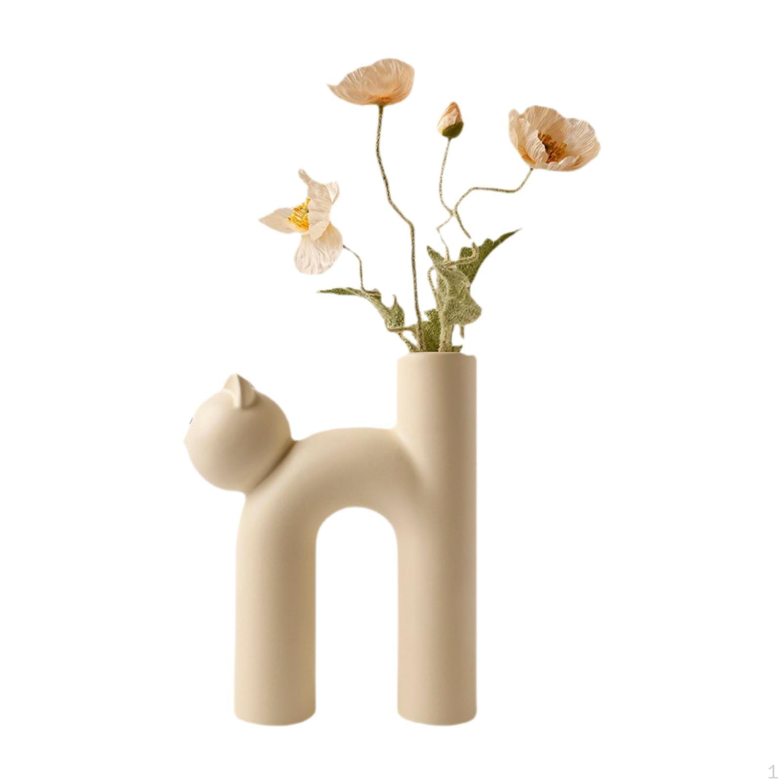 

Ceramic Vase Modern Flower Cat Shaped Table Centerpiece Creative Decorative for бежевий