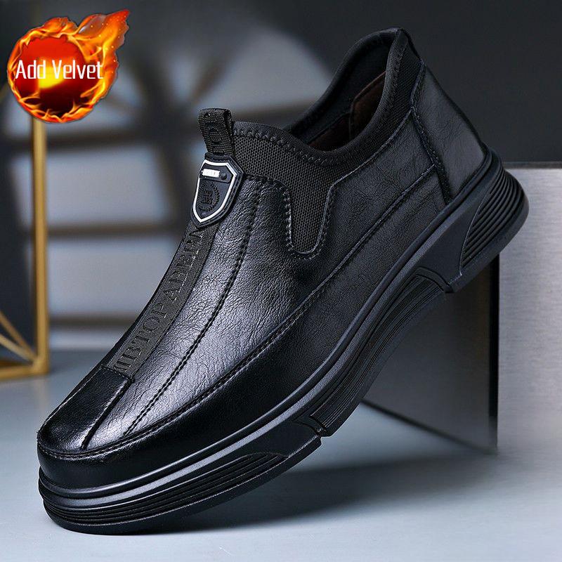 Man Casual Shoe Office Velvet Soft Black Leather Shoes for Men Social Classic Original Designer Cowhide New In Pu Shipping Free