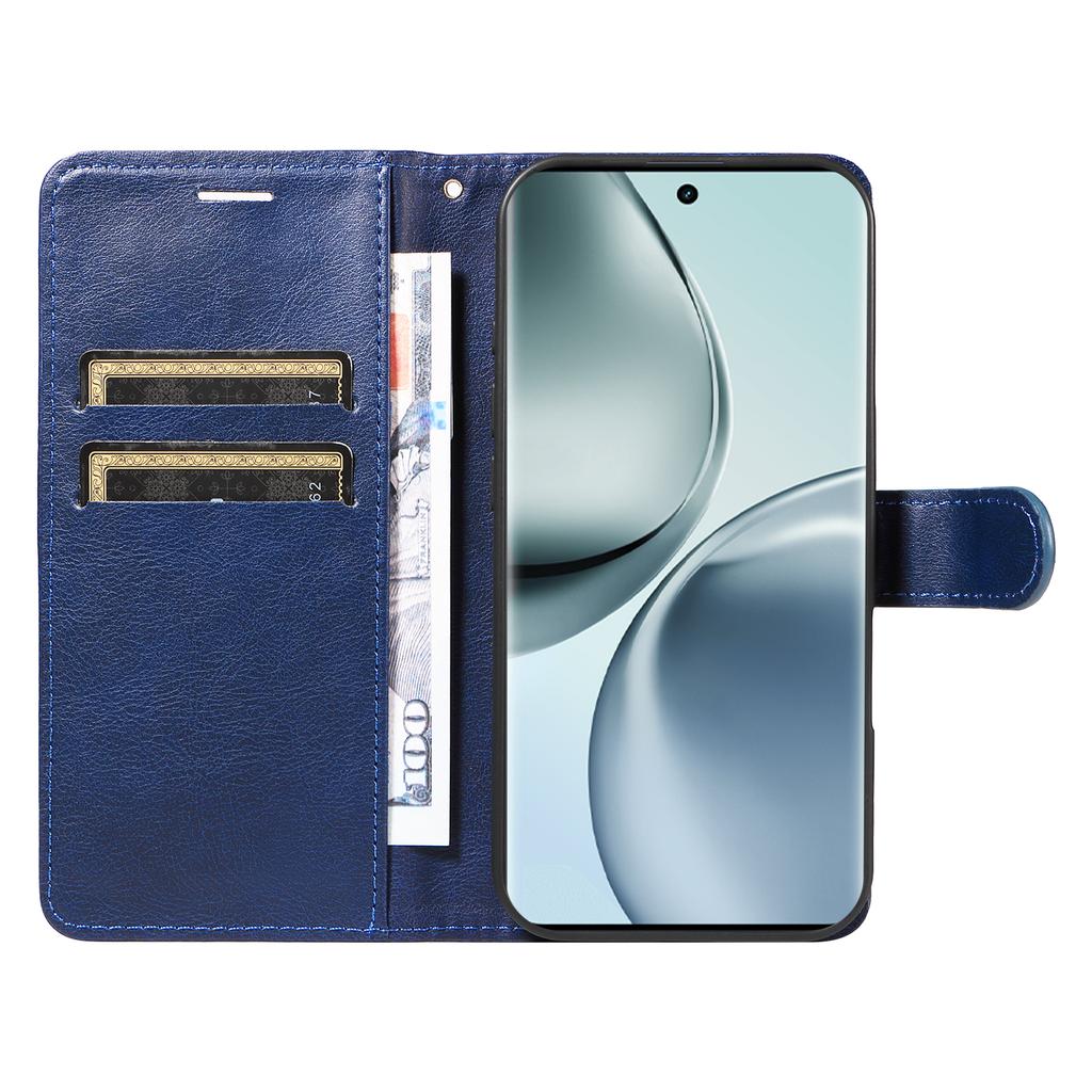 For Realme 14 Pro 5G Leather Wallet Case with Strap Solid Color Phone Stand Cover