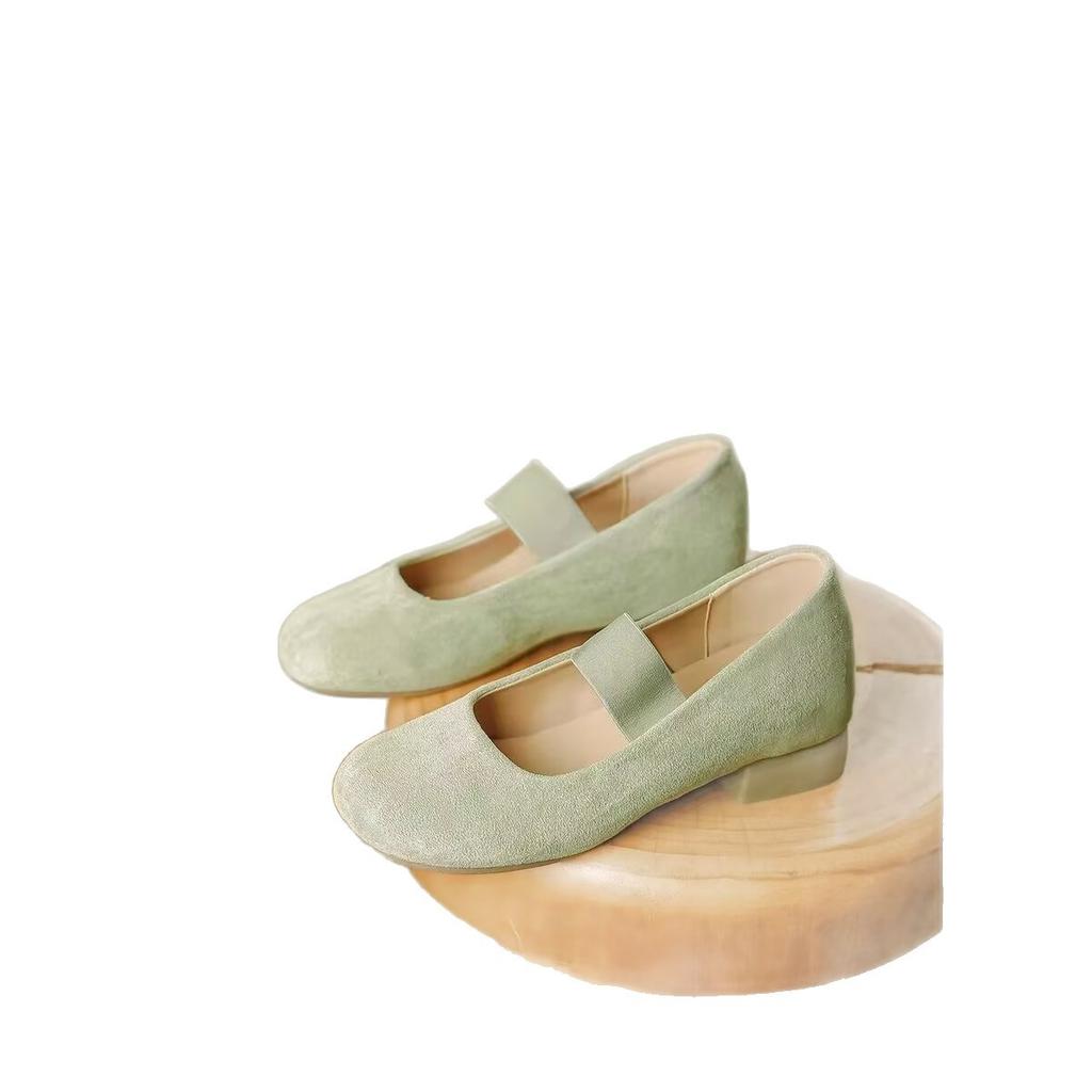 Schaffellversion~ 6cm kleine innere Höhenerhöhung Retro-Ballett Mary Jane Schuhe weiche Sohle flacher Ausschnitt elastisches Band einzelne Schuhe Damen