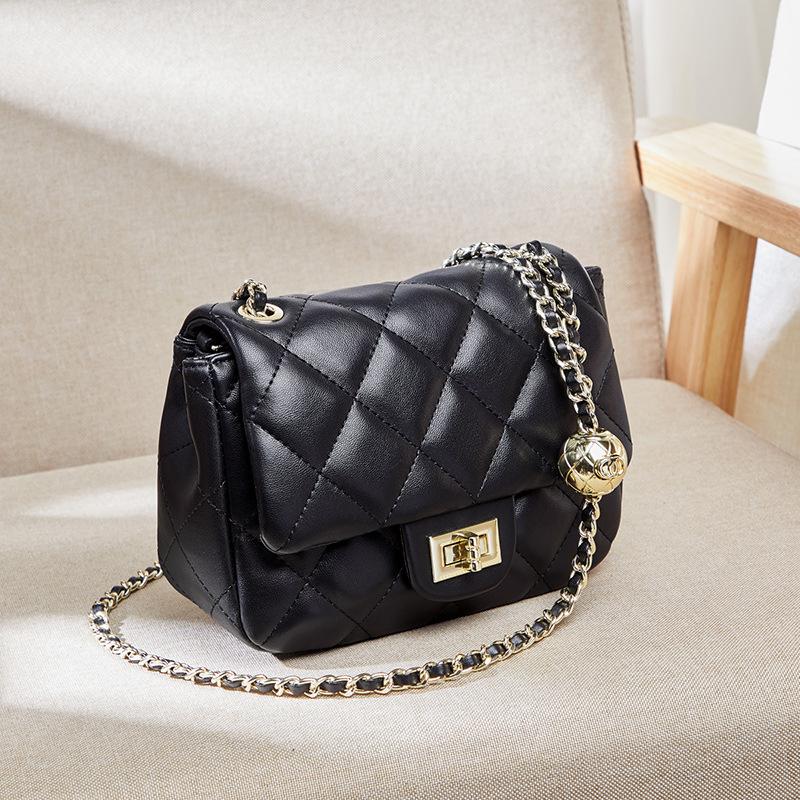 

Новые модные женские сумки из натуральной кожи, сумки через плечо из коровьей кожи, универсальные сумки через плечо, маленькие цепочки с золотыми шариками и бриллиантами