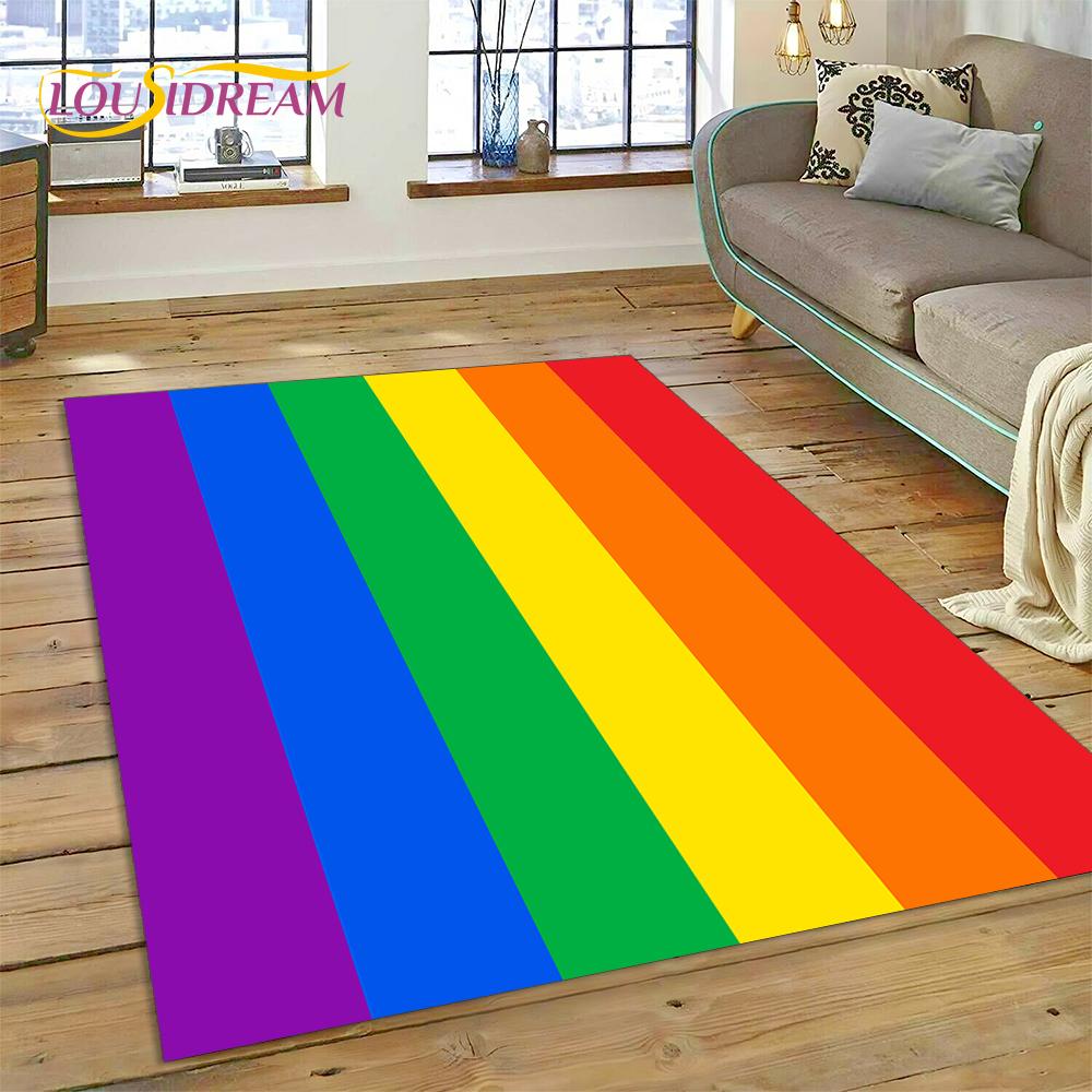Rainbow 3D Colour Illusion Cartoon Rug Carpet for Living Room Bedroom Home Decor,Floor Mat Non-slip Decoration for Sofa Doormat